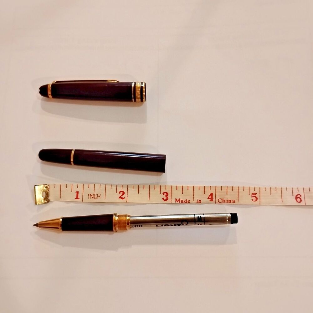 Montblanc Meisterstuck Gold Burgundy Plated Pen with Cap Rollerball Collectible - Picture 8 of 16
